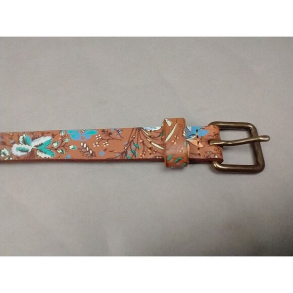 GAP Leather Floral Belt Skinny Brown Size XS womens - Picture 2 of 7